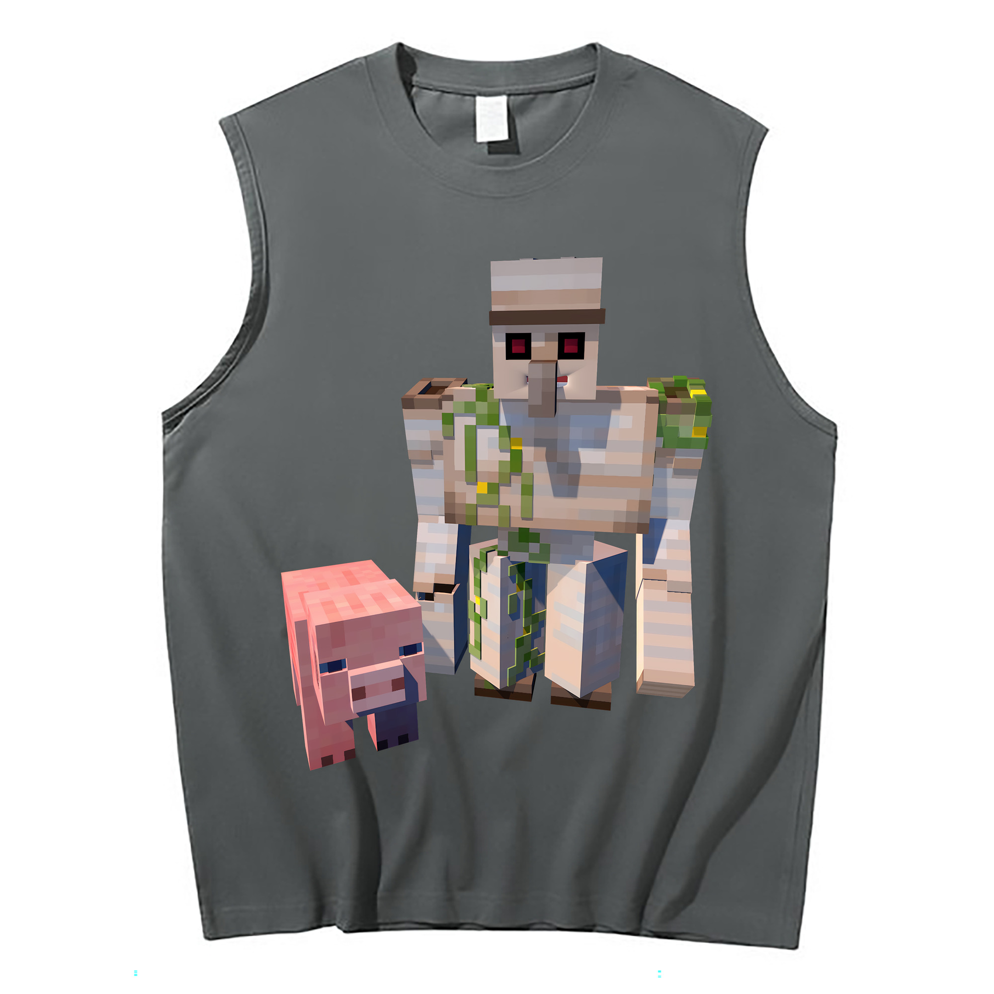 （画像用） マインクラフト ブロックの世界 Minecraft MC Block world コットン100％タンクトップ（フロントプリント）
